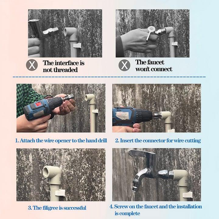 🌲Electric Drill Compatible PVC Pipe Threader Kit with Various Die Sizes