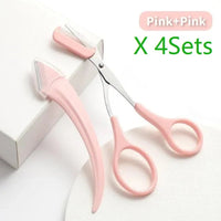 BUY 2 GET 1 FREE (TOTAL 3 SET) : Eyebrow scissors with comb*3+Meniscus eyebrow trimmer*6