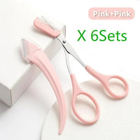 BUY 3 GET 2 FREE (TOTAL 5 SET): Eyebrow scissors with comb*5+Meniscus eyebrow trimmer*10
